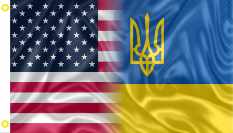 American Ukrainian Trident USA Ukraine Flags 3'X5' Flag Rough Tex® 100D