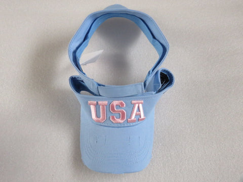 USA Pink Embroidered Light Blue Denim Visor American