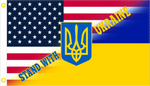 America Ukrainian Stand With Ukraine Flags 3'X5' Flag Rough Tex® 100D