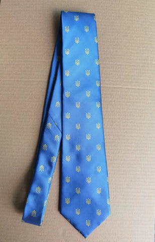 Ukraine Official Gold Trident Rep Men's Blue Tie Micro Fiber Silk Rough Tex® Parliment