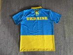 Ukraine Official Trident Flag & Royal Crest Athletic Jersey Rough Tex® Polo Shirt Size Extra Large