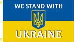 We Stand With Ukraine Trident 3'X5' Flag Rough Tex® 100D