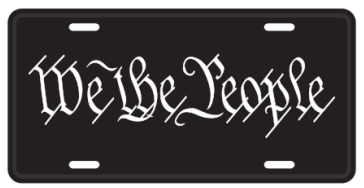 We The People Black Embossed License Plate