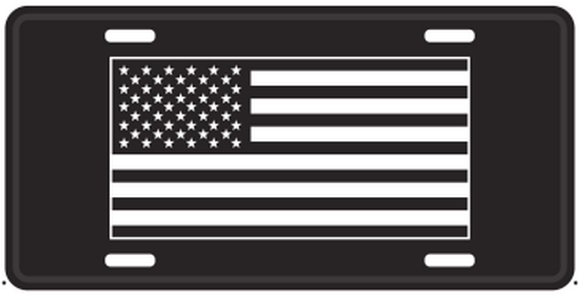 USA Black Embossed License Plate