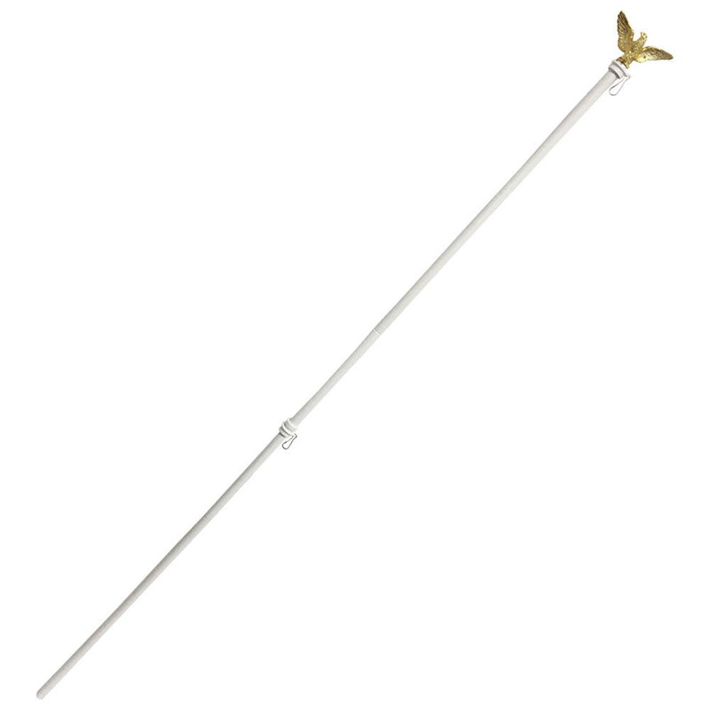 6' Foot White Steel Flag Pole Set With Gold Eagle Decoration