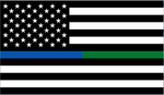 US Military and Police Memorial Thin Blue Green Line 3'X5' Flag Rough Tex® 68D Nylon