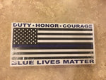 DUTY HONOR COURAGE BLUE LIVES MATTER USA POLICE MEMORIAL FLAG BUMPER STICKER PACK OF 50 BUMPER STICKERS MADE IN USA WHOLESALE BY THE PACK OF 50!