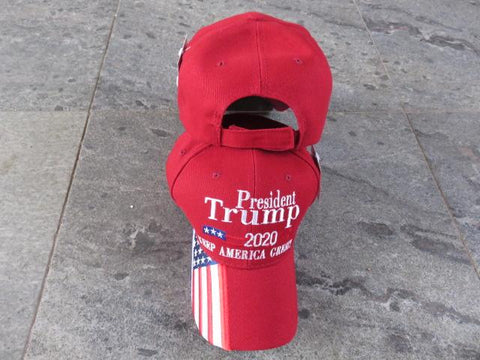President Trump 2020 Red Keep America Great American Flag Series Style Embroidered Cap