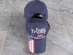 President Trump Keep America Great 2020 Blue American Flag Style Embroidered Cap