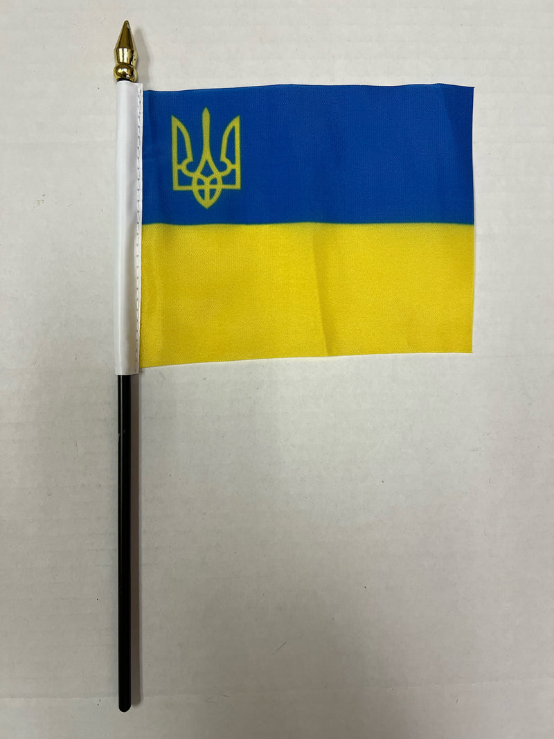 Ukraine Trident Union 4"x6" Desk Stick Flag ROUGH TEX®