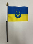 Ukraine Trident 4"x6" Desk Stick Flag ROUGH TEX®