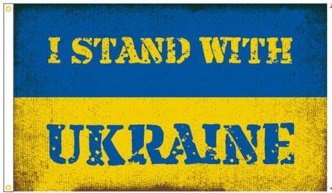 I Stand With Ukraine Vintage Official Car Flag 12"x18" Double Sided Knit Nylon