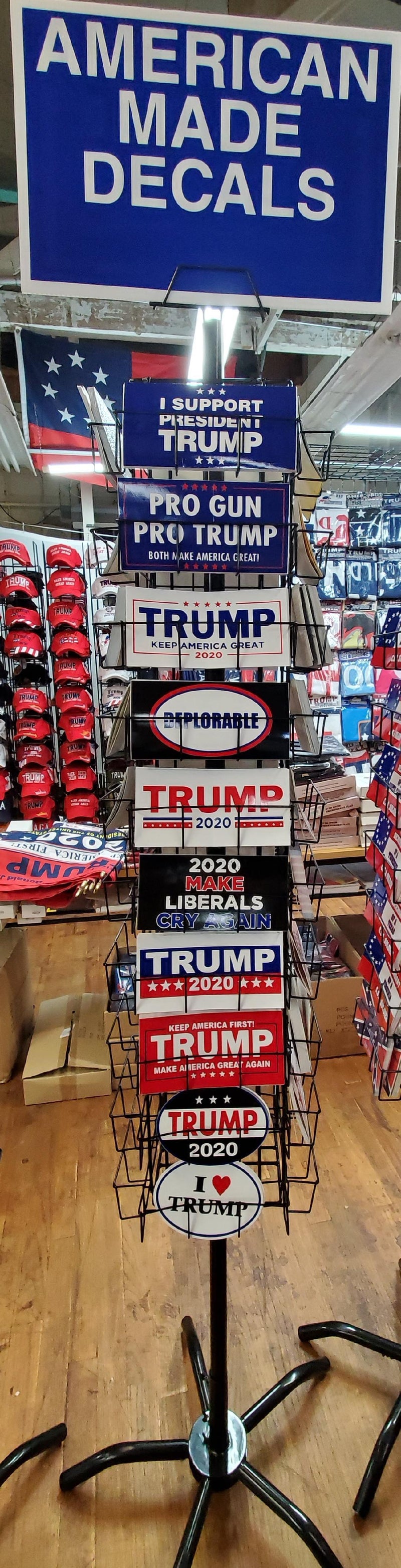 Trump Bumper Sticker Program 40 Position Rack & 2000 Bumper Stickers Assorted Trump Best Sellers