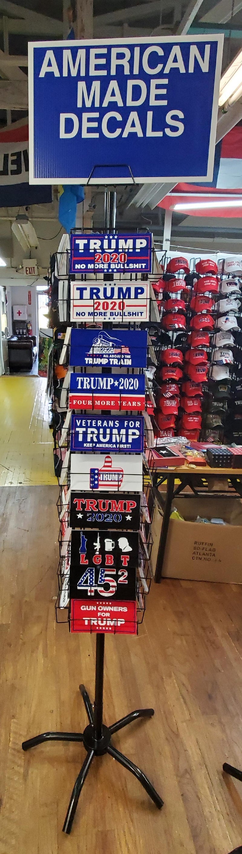 Trump Bumper Sticker Program 40 Position Rack & 2000 Bumper Stickers Assorted Trump Best Sellers