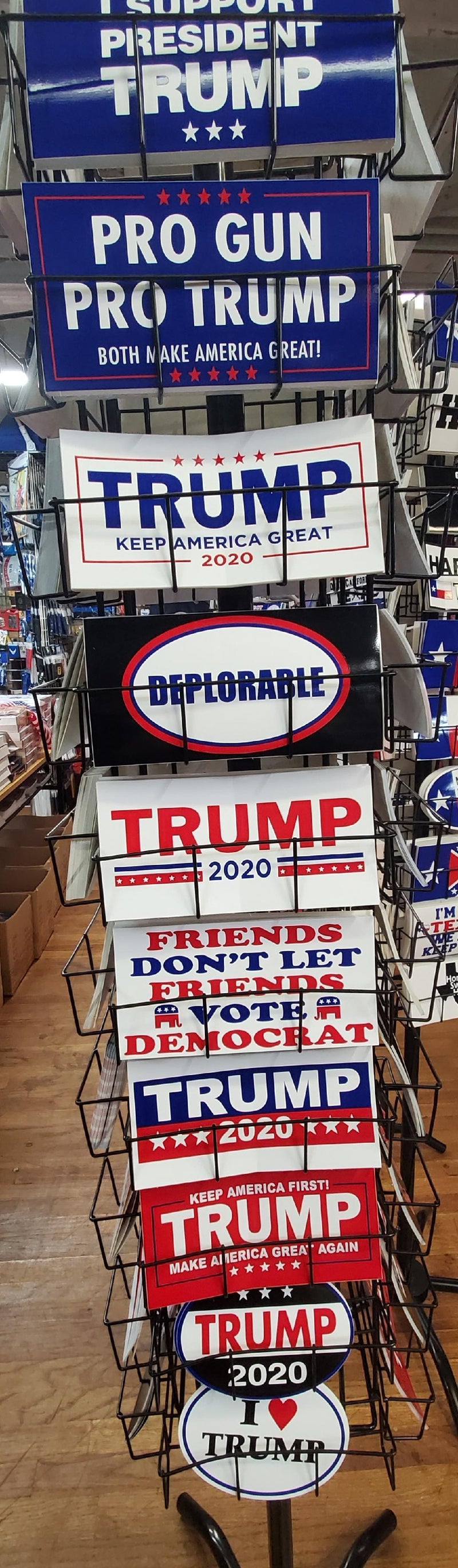 Trump Bumper Sticker Program 40 Position Rack & 2000 Bumper Stickers Assorted Trump Best Sellers