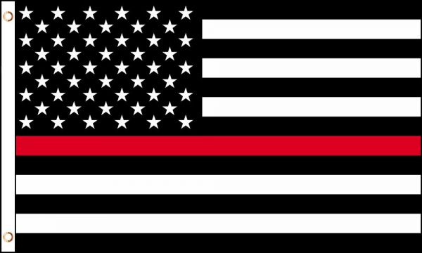 12 2'x3' RED LINE STRIPE USA BLACK (AMERICAN FIRE FIGHTER MEMORIAL FLAG) 100D FLAGS BY THE DOZEN WHOLESALE PER DESIGN!