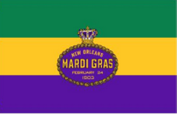 Rex Mardi Gras 12"X18" Flag With 30" Stick Rough Tex® 100D