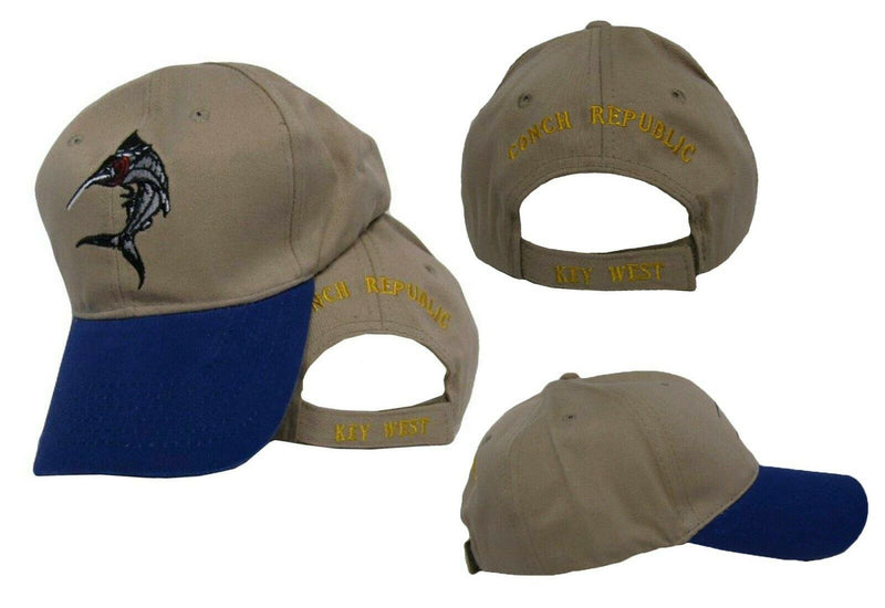 Key West Marlin On Front Khaki & Navy Cap