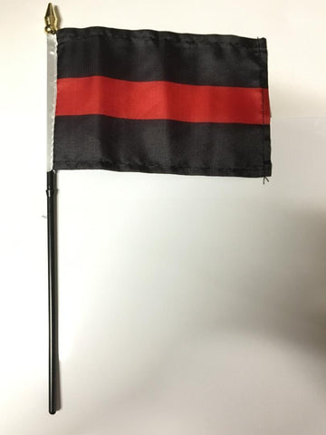 4"x6" Stick Desk Flag US thin red line FIRE FIGHTERS