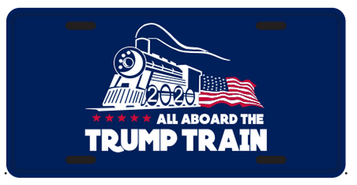 Trump Train Blue Embossed License Plate