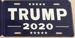 TRUMP 2020 BLUE ALUMINUM EMBOSSED LICENSE PLATE