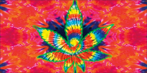 Mini Tie Dye Leaf Holographic Psychedelic Chrome 2.88" X 1.5" Bumper Sticker