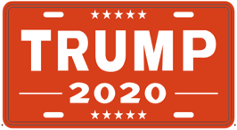 TRUMP 2020 RED ALUMINUM EMBOSSED LICENSE PLATE