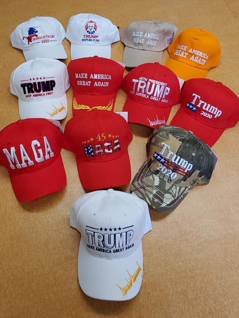 Trump Cap Assortment 6 Each of 12 Designs 72 Total Cotton Caps MAGA 2020 President Mix