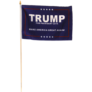 12 TRUMP I 12"X18" STICK FLAGS BY THE DOZEN WHOLESALE PER DESIGN!