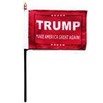 12 TRUMP IV Red 4"X6" STICK FLAGS BY THE DOZEN WHOLESALE PER DESIGN!