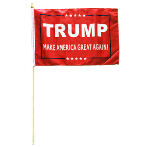 *TEMPORARILY OUT OF STOCK* 12 TRUMP 12"X18" STICK FLAGS BY THE DOZEN WHOLESALE PER DESIGN!