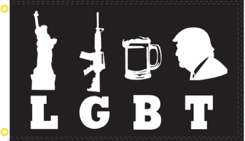 Liberty Guns Beer Trump LGBT Black & White Flag Rough Tex ® 2'X3' 100D