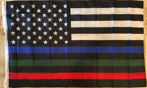 USA FIRE POLICE MILITARY MEMORIAL 3x5 feet American flags Nylon 150D Rough Tex ® Waterproof & UV Protected
