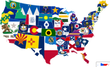 (144 PER STATE) 50 UNITED STATES FLAGS 4"X6" WITH 10" STAFF STATE FLAG COLLECTION